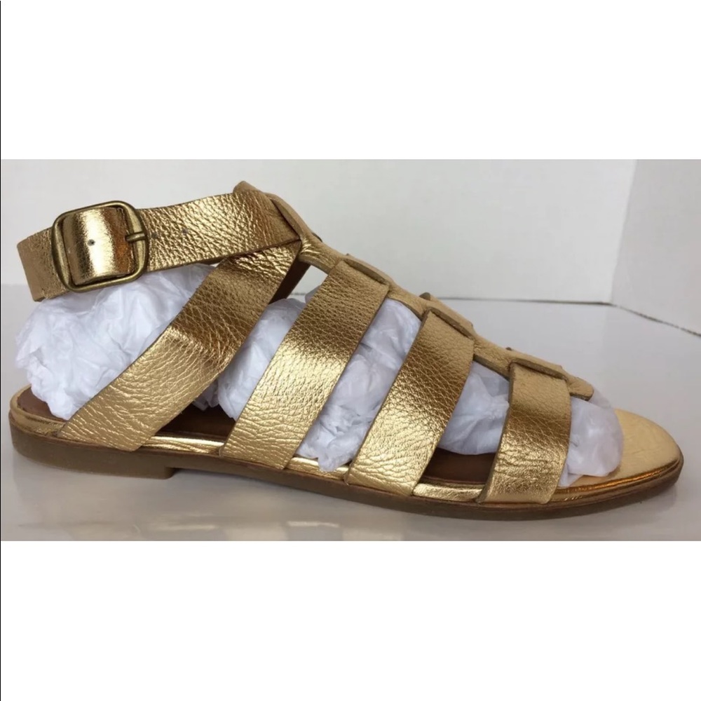 COPY - Lucky Brand Cabana Women Gold leather flat Strappy sandals 6